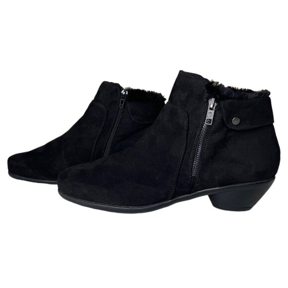 Karen Scott Ursah Faux Fur Trim Ankle Booties Size 8.5 - Picture 1 of 16
